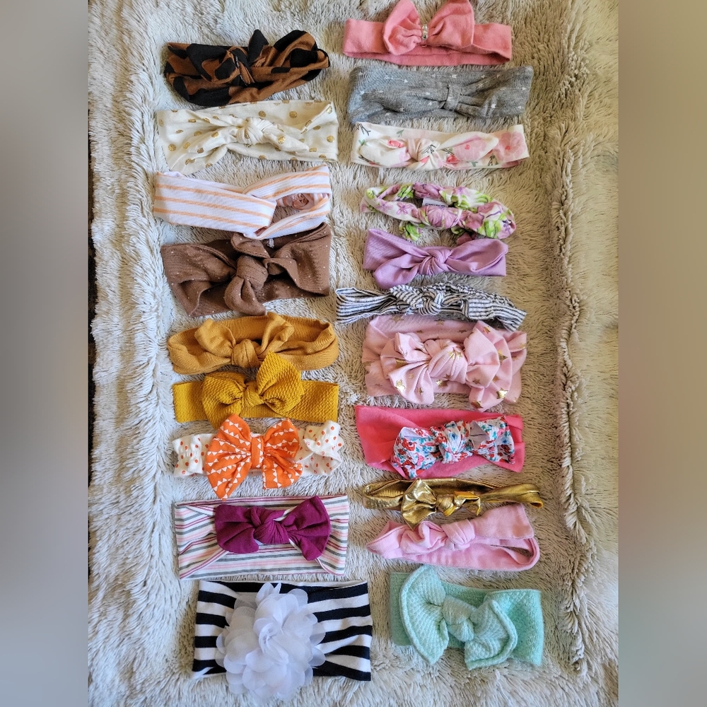20 Piece Bow / Headwrap Bundle Baby Girl